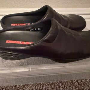 Prada Black Leather Slip-On Flats